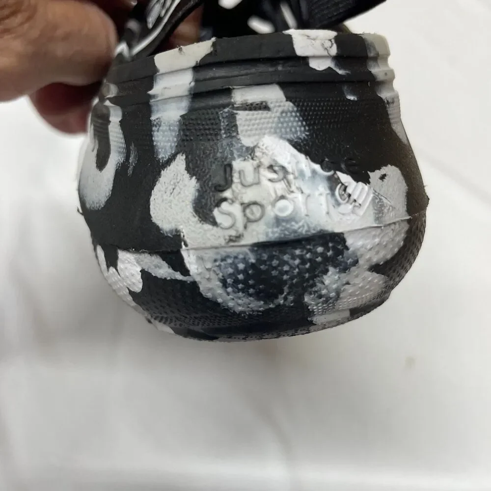 Justice Sport Marbled Heart Clogs Black White Slip-On Shoes Butterfly Charms